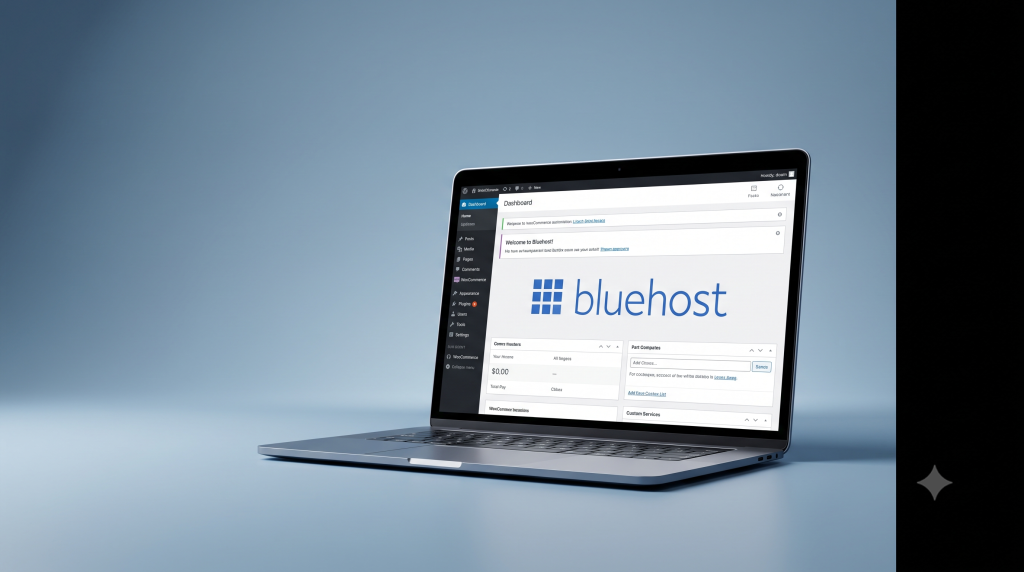 Bluehost for WooCommerce: Does the Basic Plan Actually Hold Up? 2 A laptop showing a WooCommerce e commerce setup on a clean desk