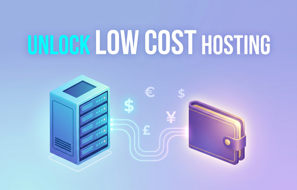 A minimalist graphic depicting web hosting renewal costs with server and currency symbols