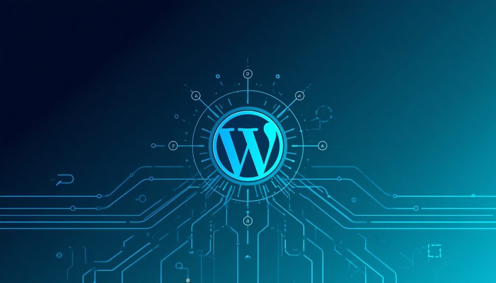 Bluehost for WordPress: The Complete Guide 2 An abstract conceptual illustration of managed WordPress hosting, showing a stylized WordPress logo integrated with server networks.
