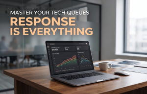Laptop displaying server response time analytics on a clean desk