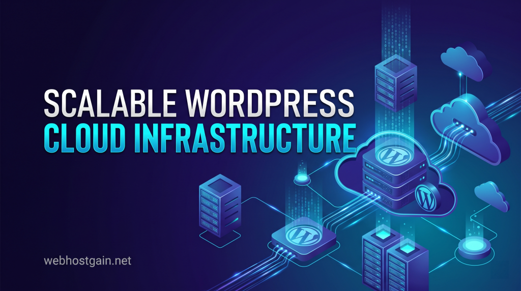 Modern cloud server infrastructure illustration for WordPress hosting